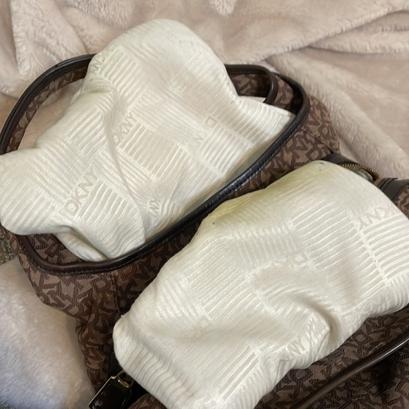 DKNY brown canvas leather Hobo bag fair used condition - Picture 14 of 16